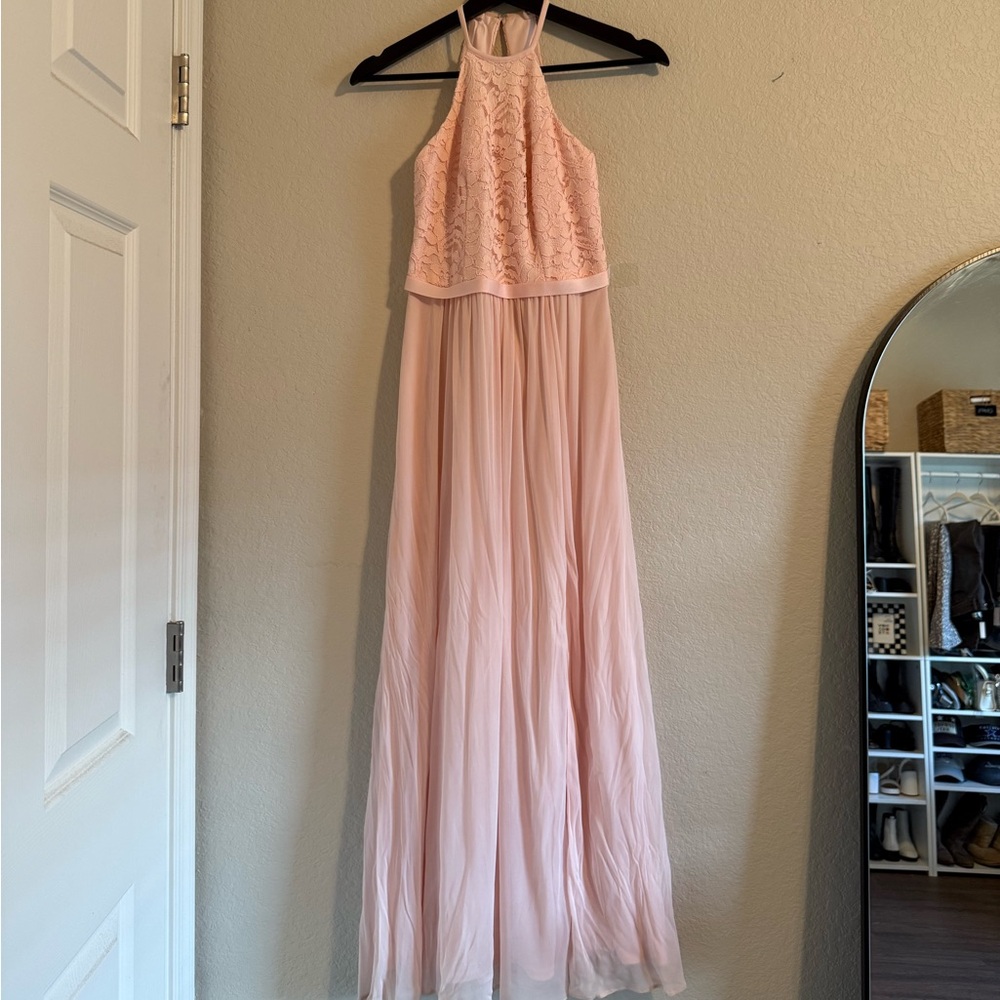 David’s Bridal Baby Pink Halter Dress